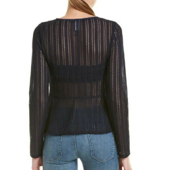BCBG°MaxAzria Pacific Blue Lace Peplum Top - Picture 2 of 7